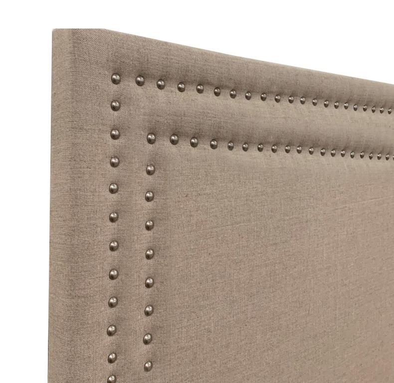 Beige fabric studded headboard - H120 cm - HELENA