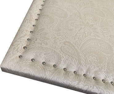 Studded headboard in beige fabric - H120 cm - LINA