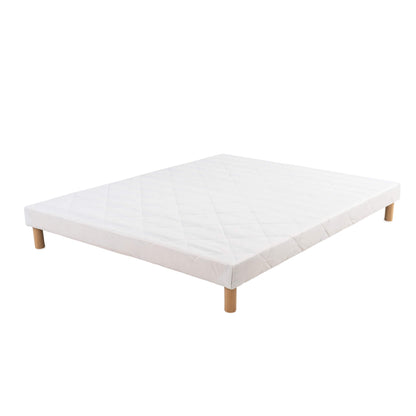 Sommier tapissier - H 28 ou 35 cm au choix - Tissu blanc - ESSENTIAL